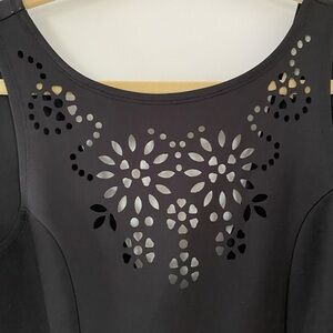 Costa Blanca Black Cocktail Dress Laser-Cut Mini Medium